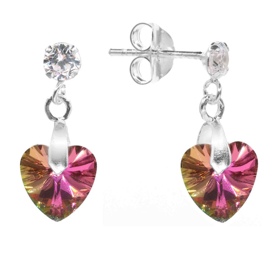 Aros de plata cristal corazón