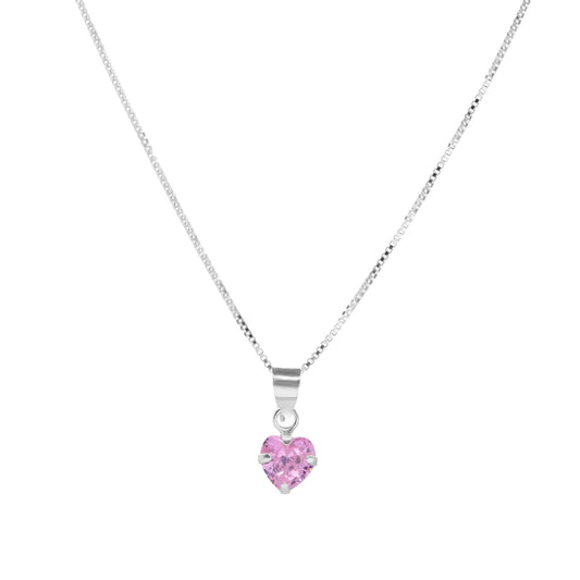 Punto de luz de plata con corazon rosado