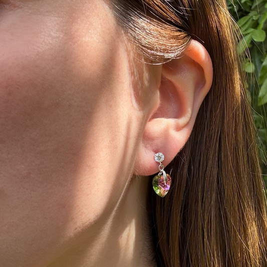 Aros de plata cristal corazón