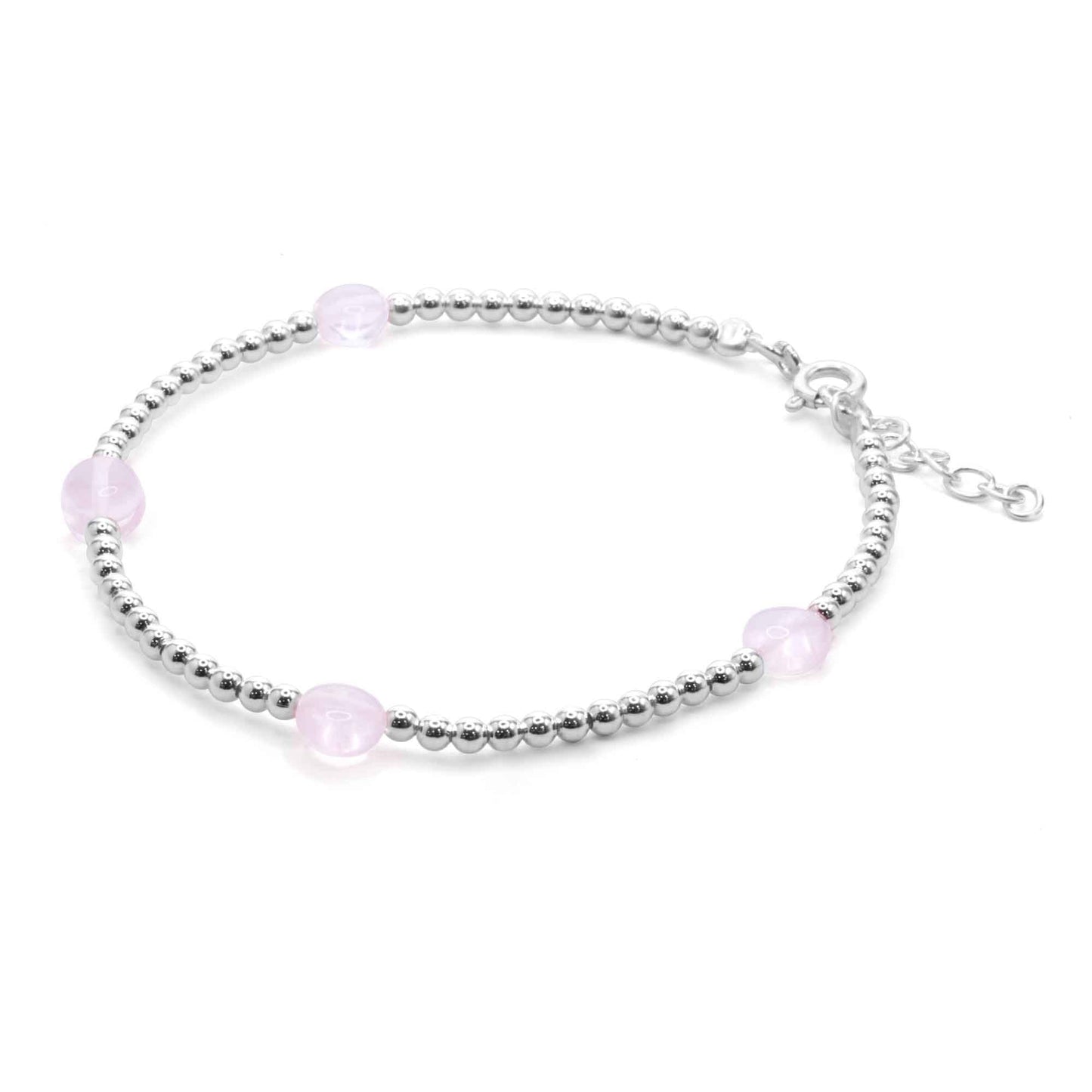 Pulsera de plata y cuarzo rosado