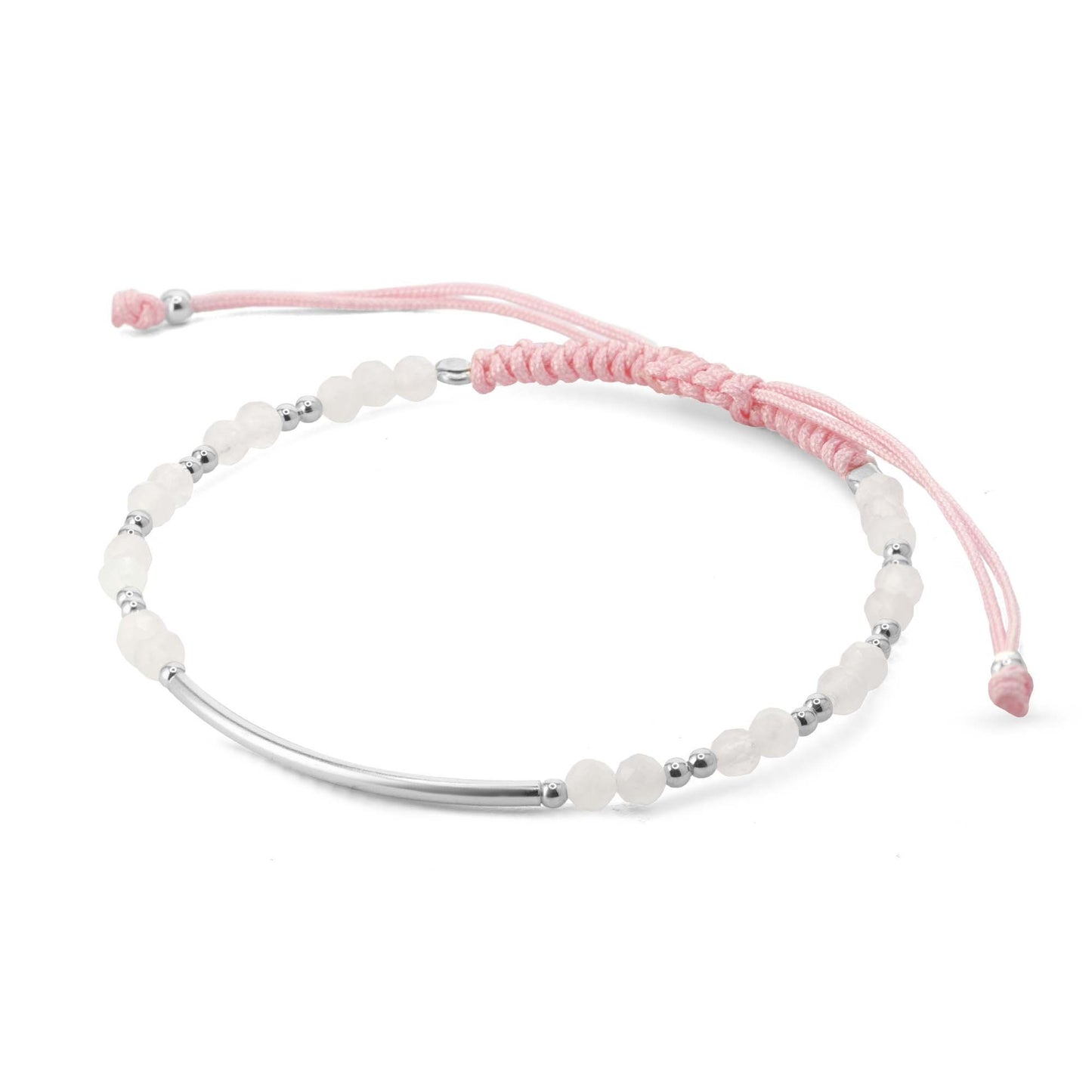 Pulsera plata y macramé