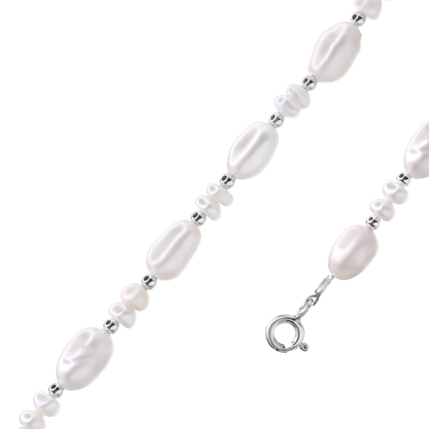 Pulsera de plata con perlas de río