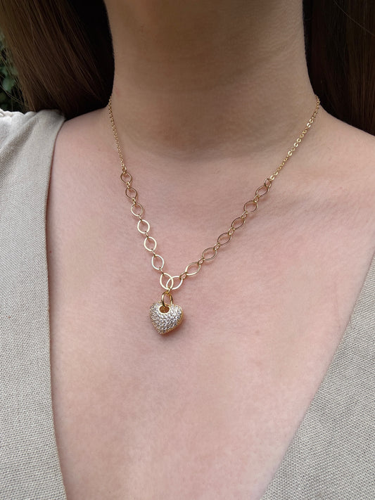 collar bañado en oro diseño corazón