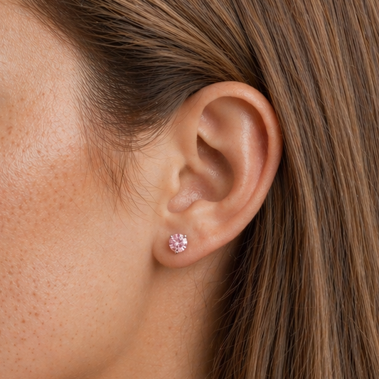 Aros circón rosado