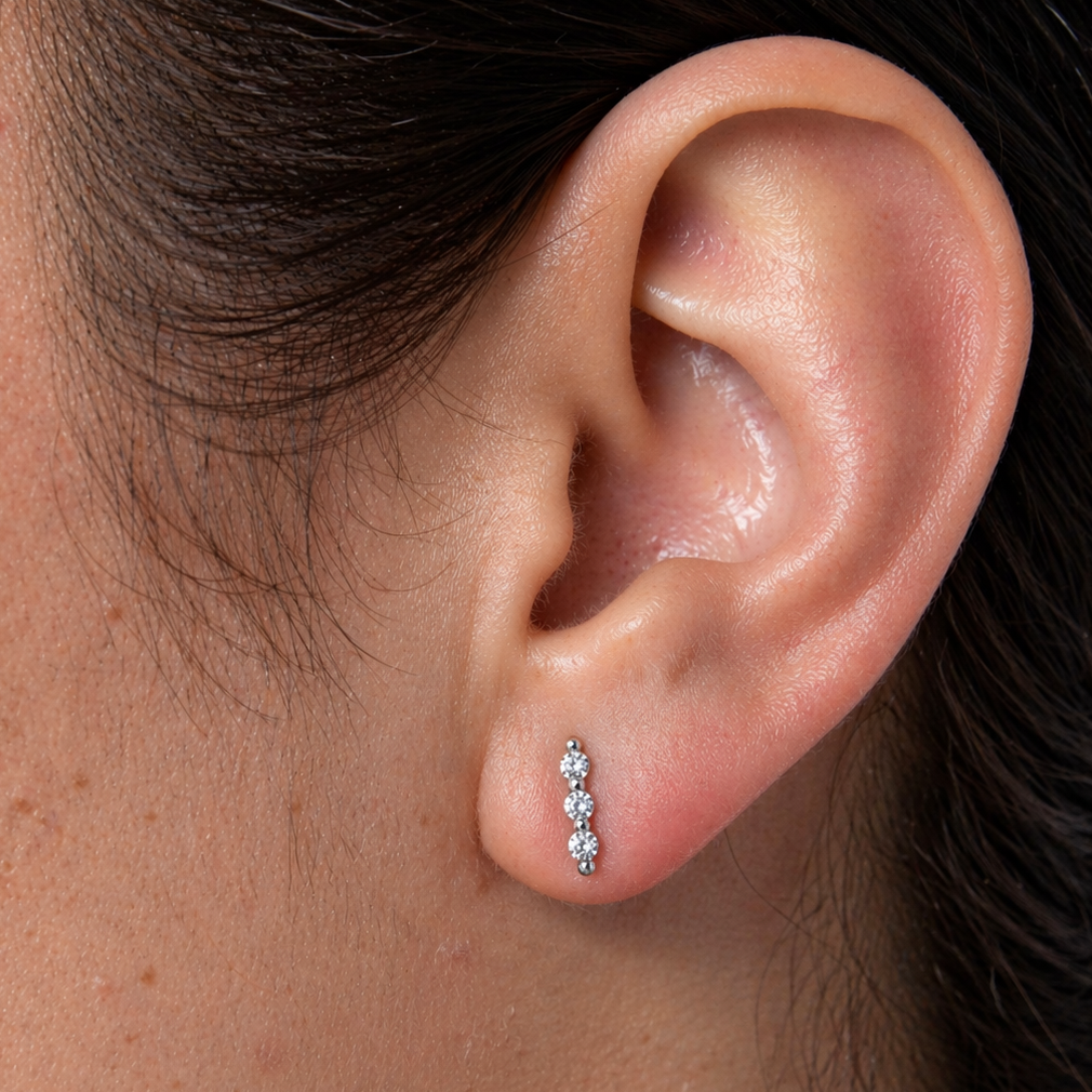 Aros de plata con 3 circones