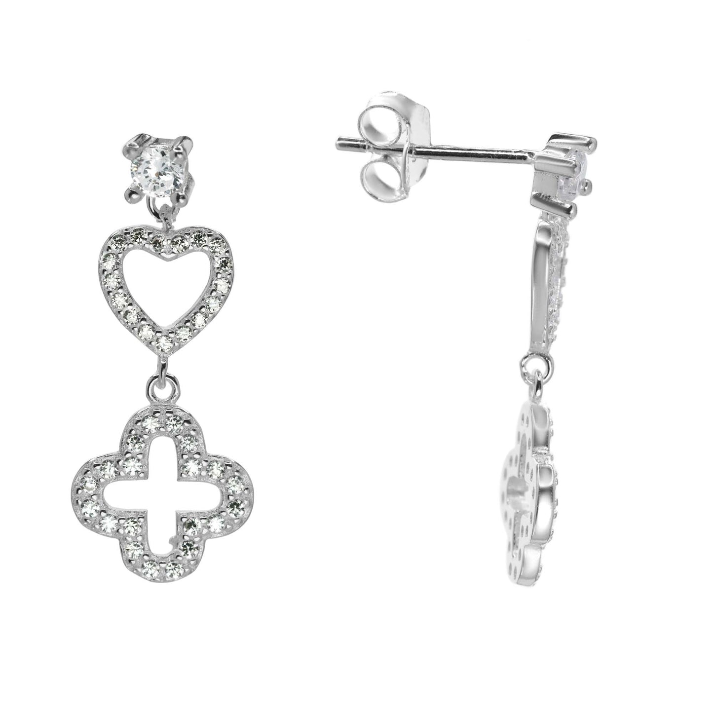 Aros plata corazón y trébol