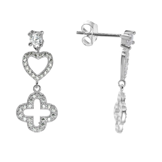 Aros plata corazón y trébol