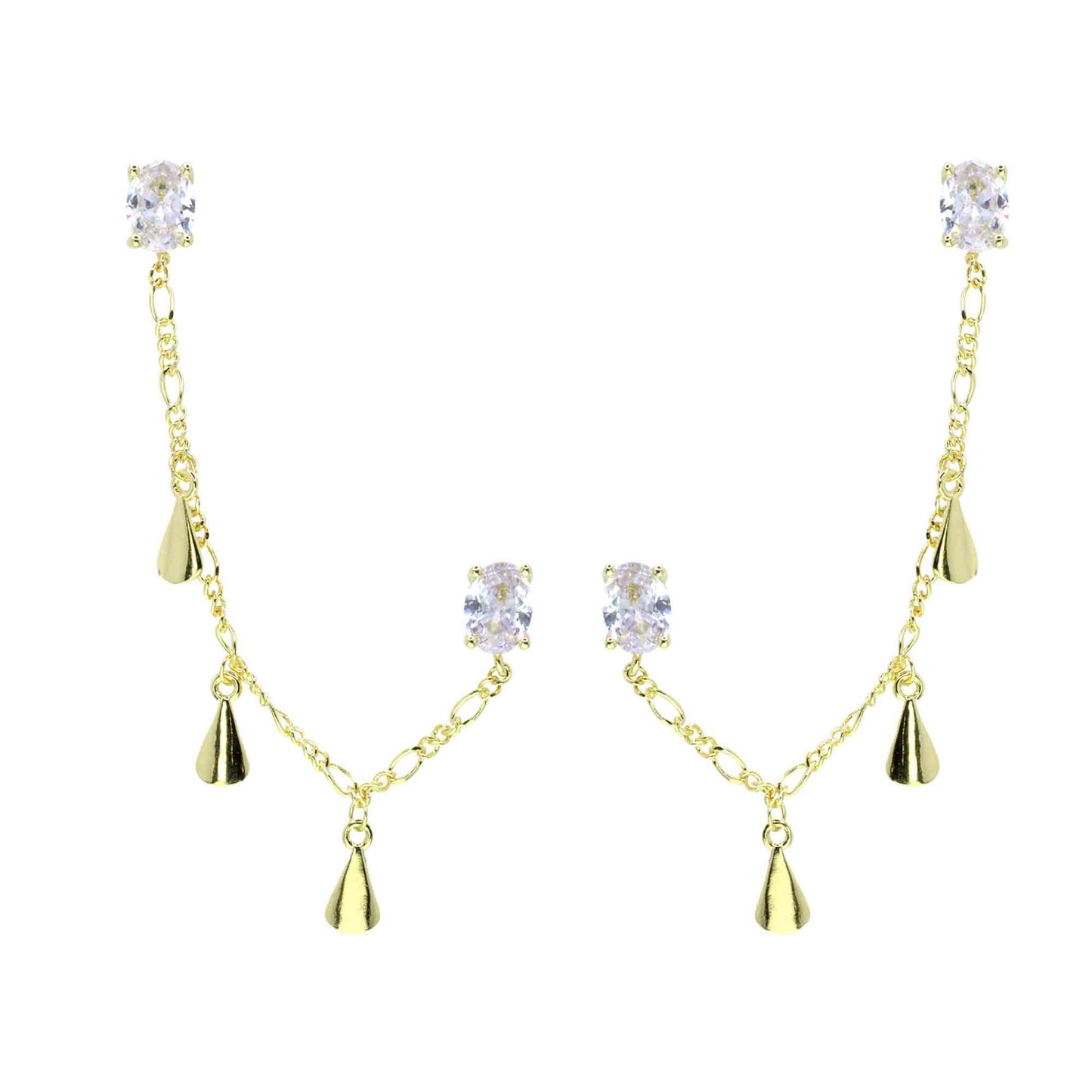 Aros bañados en oro con cadena