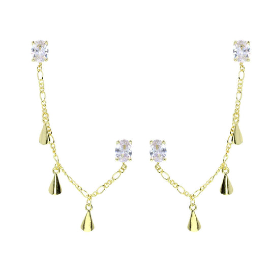 Aros bañados en oro con cadena