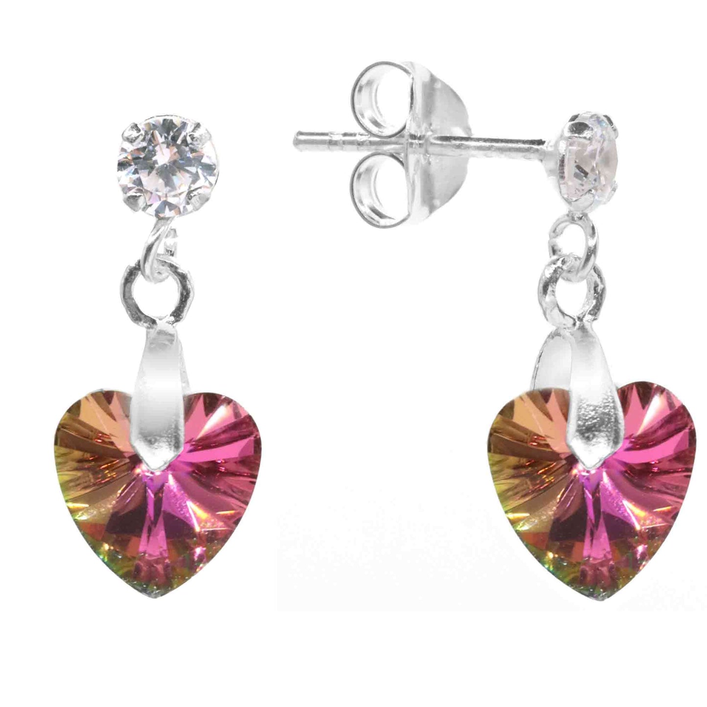 Aros de plata cristal corazón
