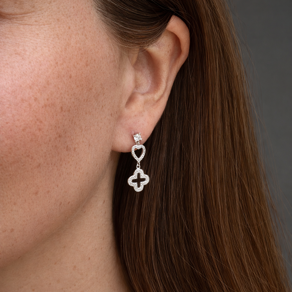 Aros plata corazón y trébol