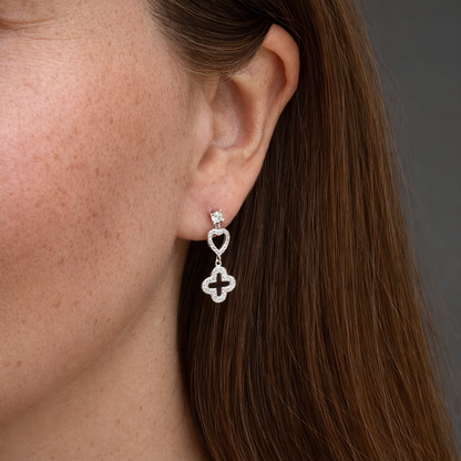 Aros plata corazón y trébol