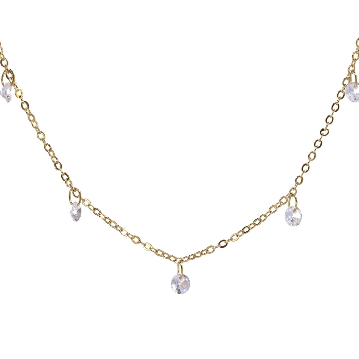 Collar bañado en oro con circones colgantes