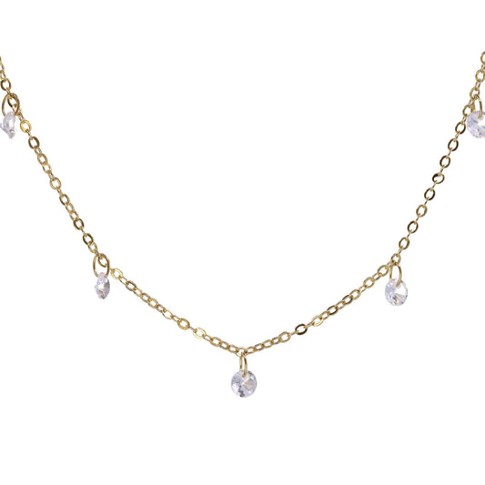 Collar bañado en oro con circones colgantes