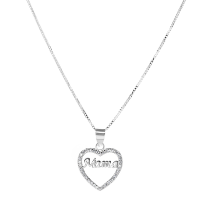 Collar plata corazón mamá
