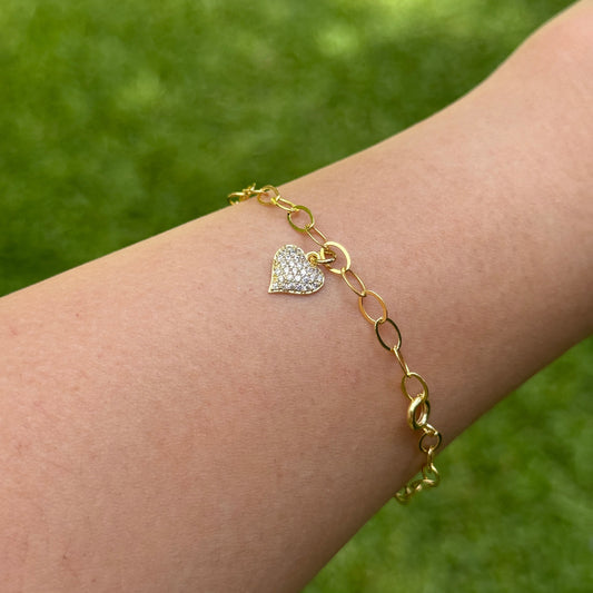 pulsera bañada en oro corazón