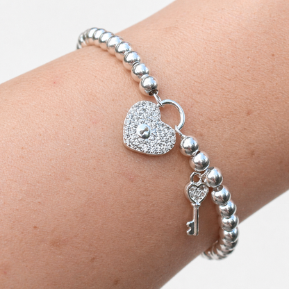 Pulsera plata corazón microcircones