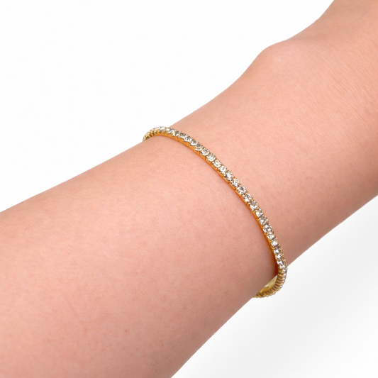 Pulsera bañada en oro con circones