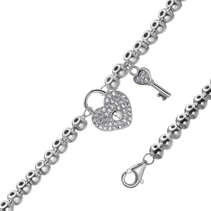 Pulsera plata corazón microcircones