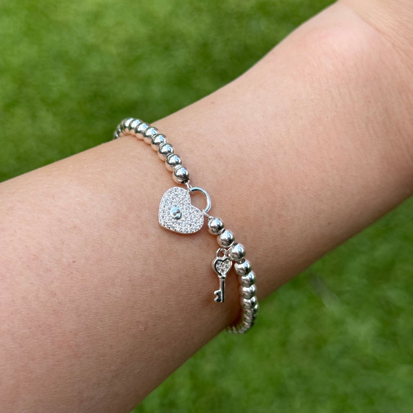 Pulsera plata corazón microcircones