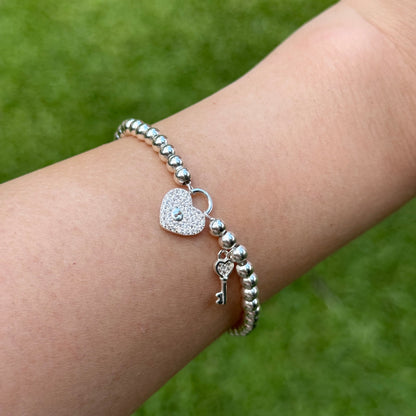 Pulsera plata corazón microcircones