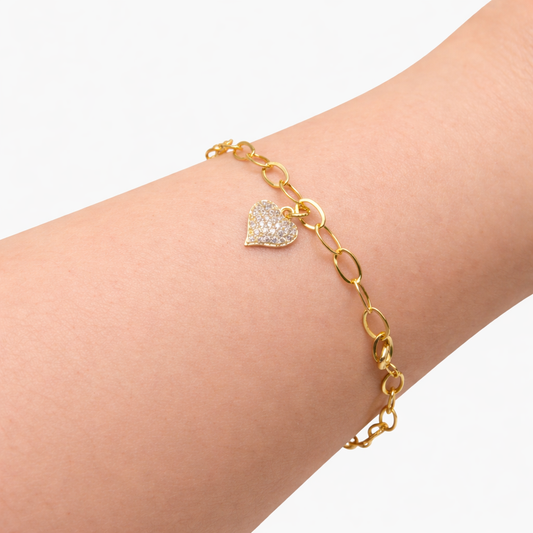 pulsera bañada en oro corazón