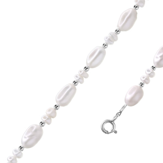 Pulsera de plata con perlas de río