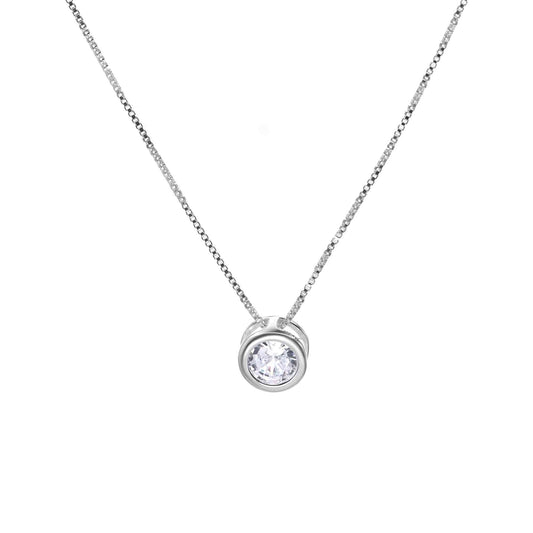 Punto de luz de plata circón redondo