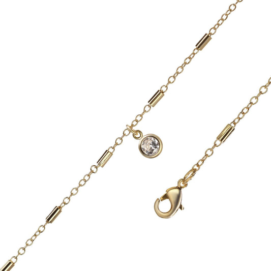 Tobillera bañada en oro con circones colgantes